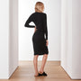 Contrast Ribbed Turtleneck Dress In Black | James Perse Los Angeles