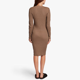 Ribbed Henley Dress In Sable | James Perse Los Angeles