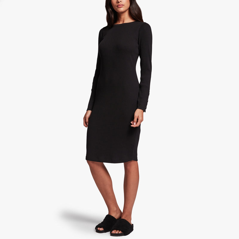 Ribbed Crew Neck Dress In Black | James Perse Los Angeles