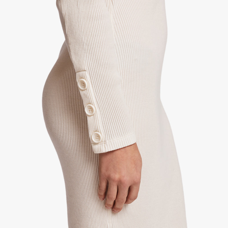 Ribbed Crew Neck Dress In Everest White | James Perse Los Angeles