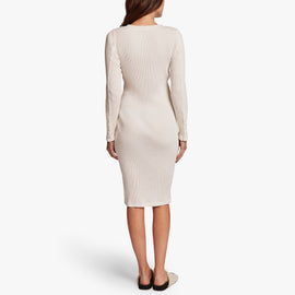 Ribbed Crew Neck Dress In Everest White | James Perse Los Angeles