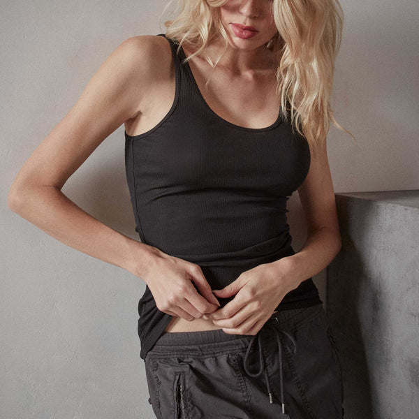 Ribbed Daily Tank - Black | James Perse Los Angeles