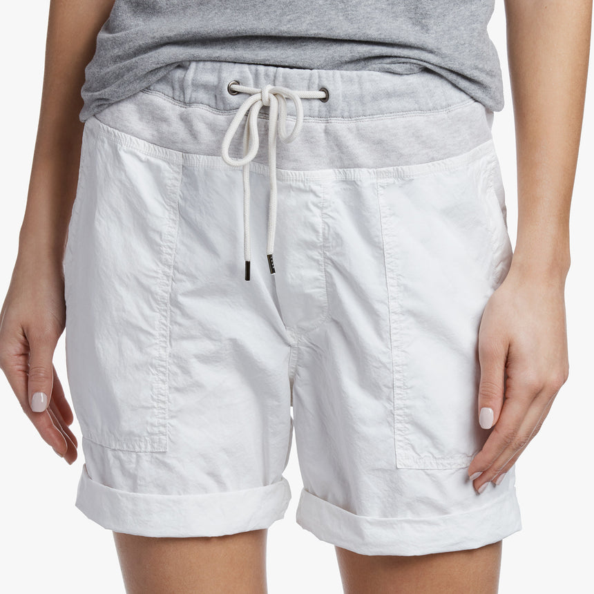 Mixed Media Poplin Short - White Pigment | James Perse Los Angeles