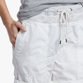 Mixed Media Poplin Short - White Pigment | James Perse Los Angeles