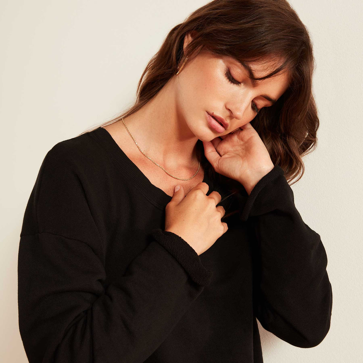 French Terry Sweat Top In Black | James Perse Los Angeles