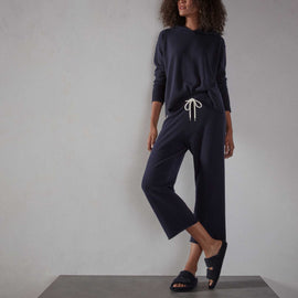 Recycled Cashmere Cropped Pant in Navy Blue | James Perse Los Angeles