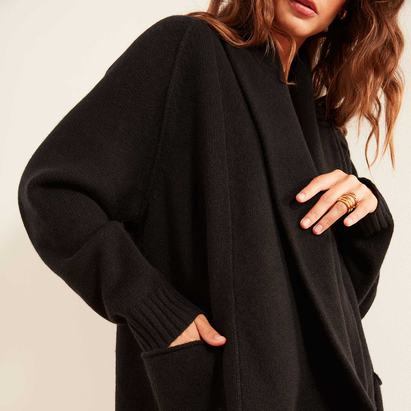 Recycled Cashmere Shawl Collar Cardigan Sweater In Black | James Perse Los Angeles
