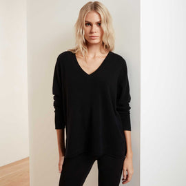 Recycled Cashmere V Neck Sweater - Black | James Perse Los Angeles