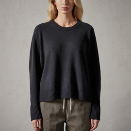 Recycled Cashmere Crew Neck Sweater in Black | James Perse Los Angeles 