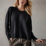 Recycled Cashmere Crew Neck Sweater in Black | James Perse Los Angeles 