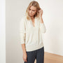 Recycled Cashmere Open Polo - Milk | James Perse Los Angeles