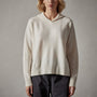 Recycled Cashmere Graphic Pullover Hoodie in Ivory/Black | James Perse Los Angeles 