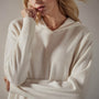 Recycled Cashmere Graphic Pullover Hoodie in Ivory/Black | James Perse Los Angeles 