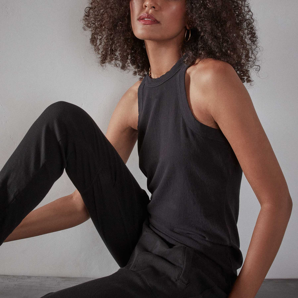 Brushed Jersey Muscle Tank - Black | James Perse Los Angeles