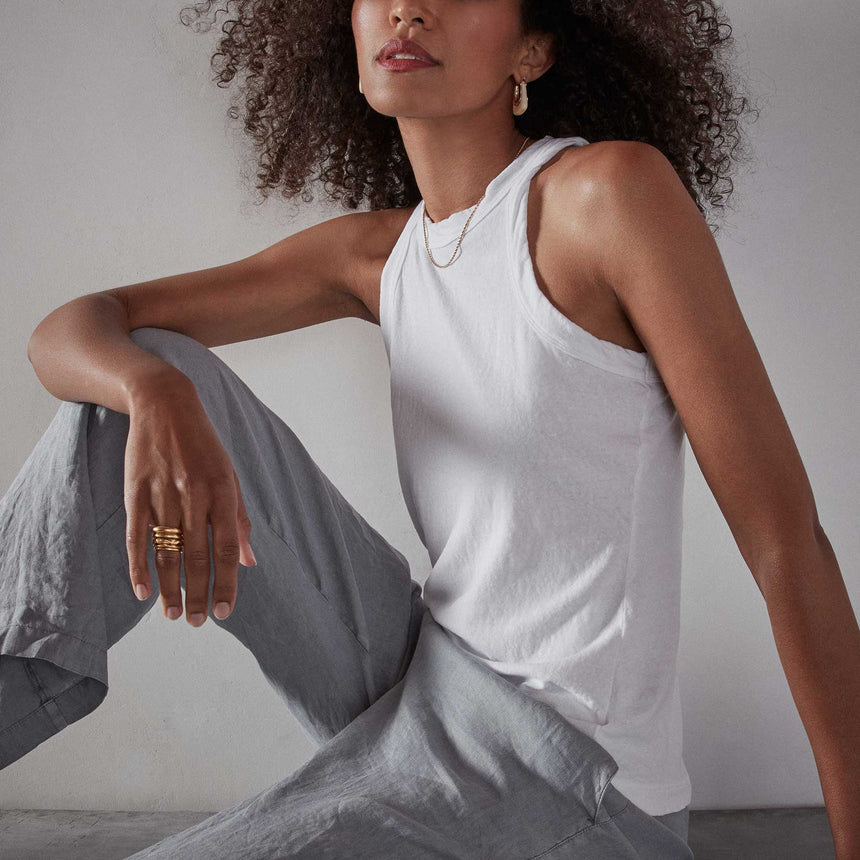 Brushed Jersey Muscle Tank - White | James Perse Los Angeles