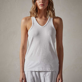 Cut Away Racer Back Tank in White | James Perse Los Angeles 