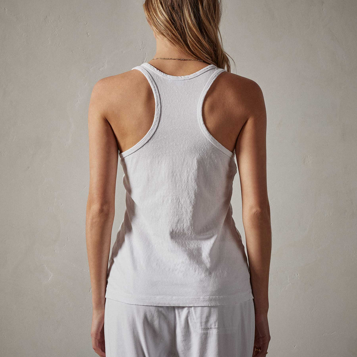 Cut Away Racer Back Tank in White | James Perse Los Angeles 