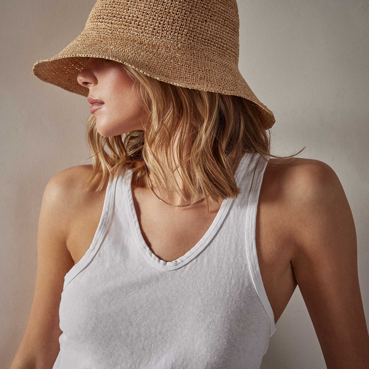 Cut Away Racer Back Tank in White | James Perse Los Angeles 