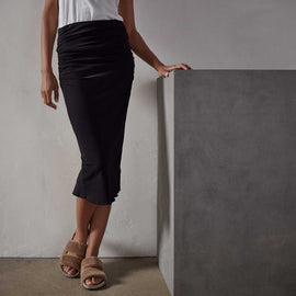 Recycled Brushed Jersey High Waisted Pencil Skirt - Black | James Perse Los Angeles