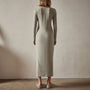 Ribbed Tv Neck Dress in Silt | James Perse Los Angeles 
