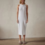 High Neck Crepe Matte Jersey Dress in White | James Perse Los Angeles 