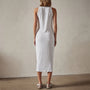 High Neck Crepe Matte Jersey Dress in White | James Perse Los Angeles 