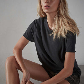 Recycled Lotus Jersey Knit Tee - Black | James Perse Los Angeles