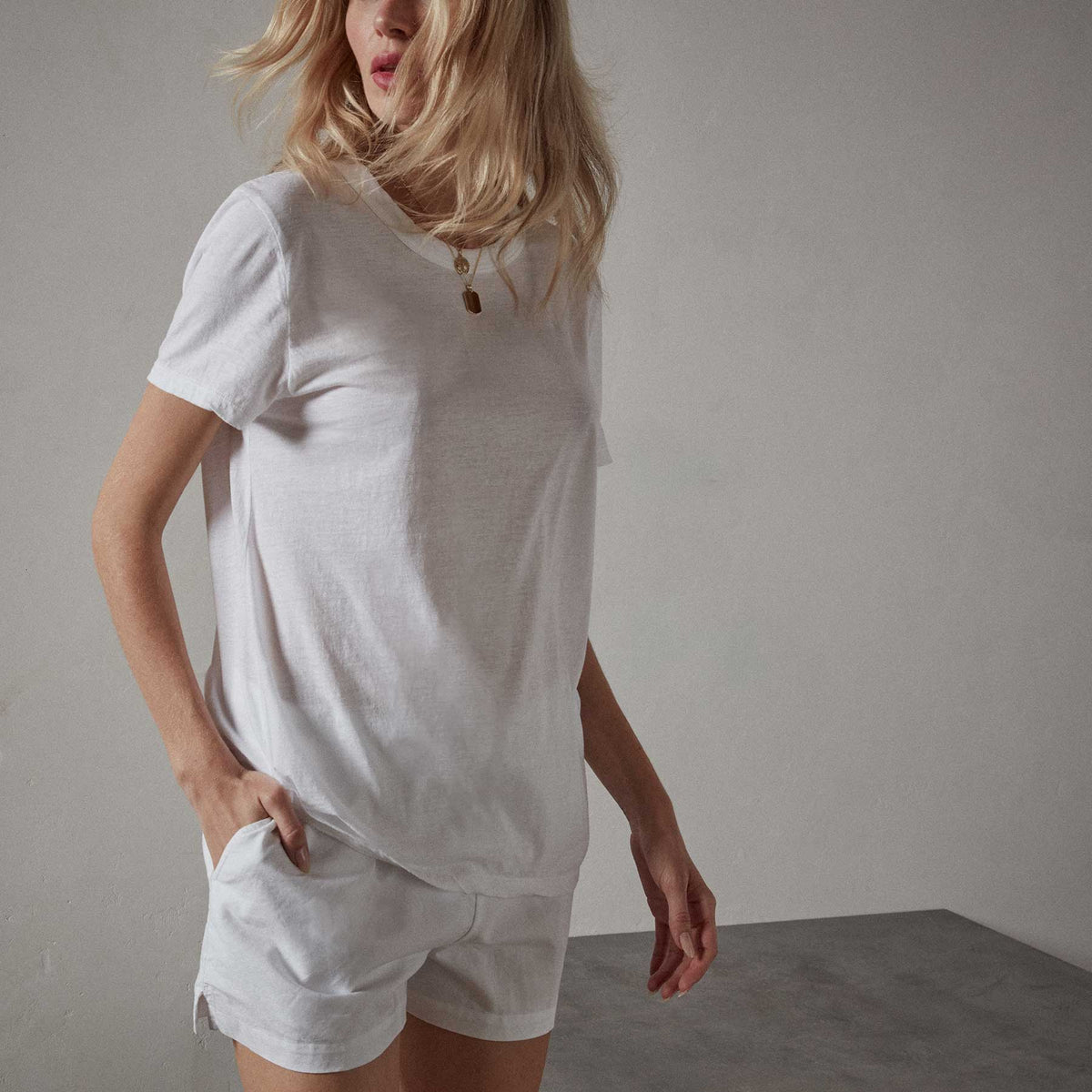 Recycled Lotus Jersey Knit Tee - White | James Perse Los Angeles