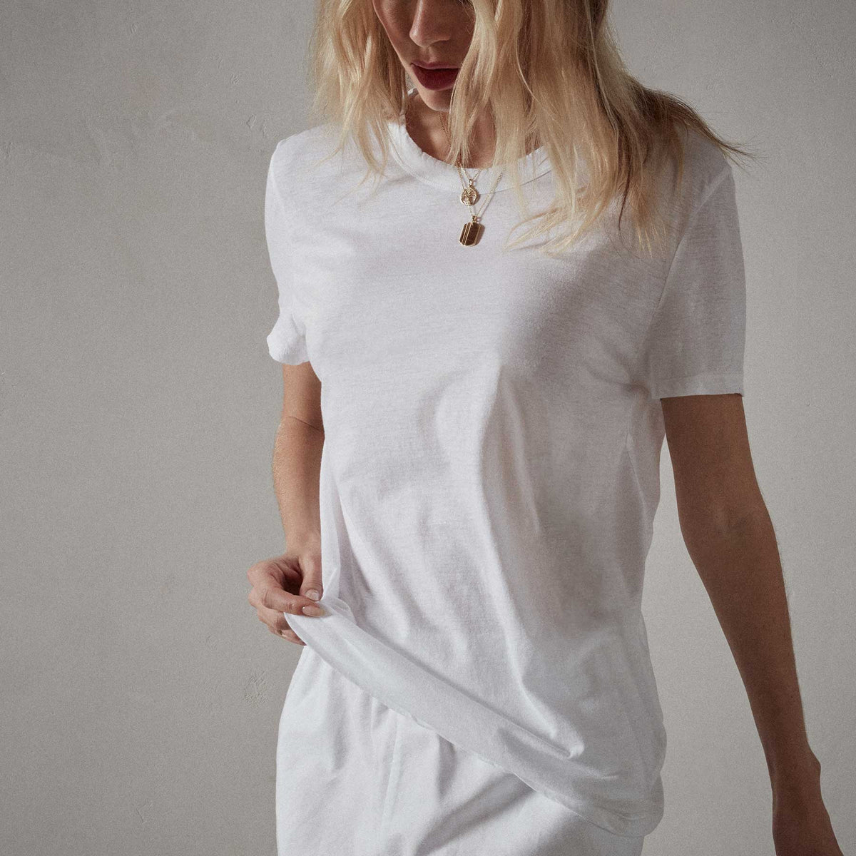 Recycled Lotus Jersey Knit Tee - White | James Perse Los Angeles