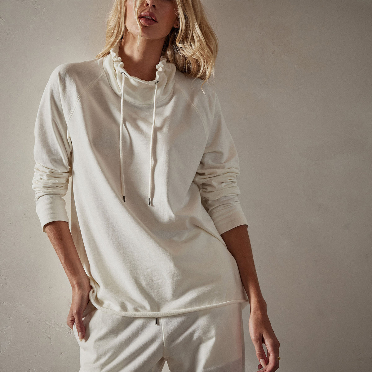 Terry Oversized Funnel Neck in Everest White | James Perse Los Angeles