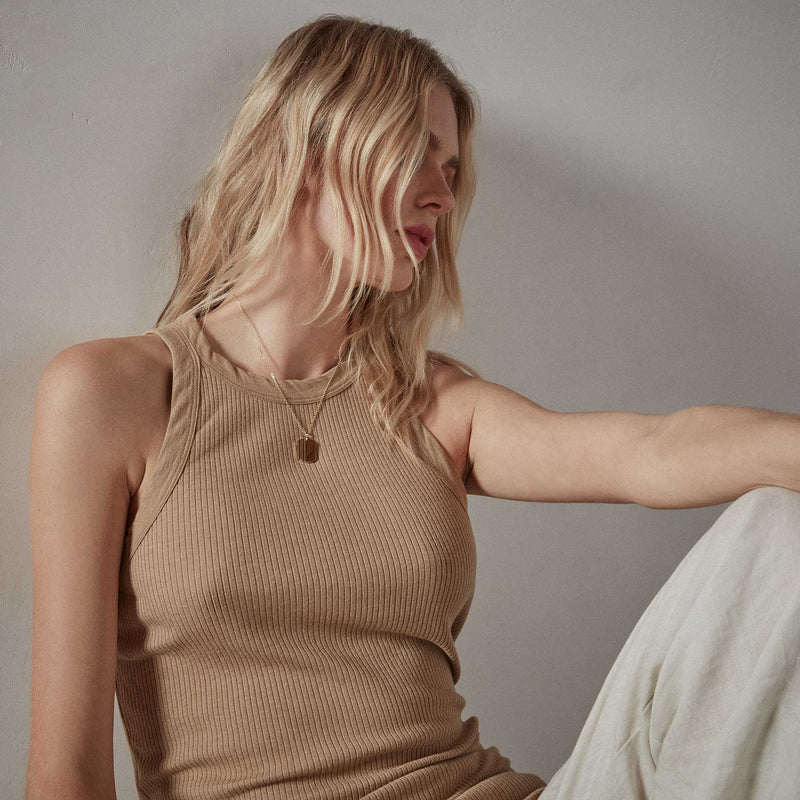 Rib Cut Away Tank in Bronze | James Perse Los Angeles