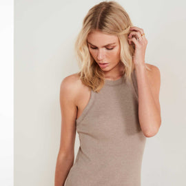 Technical Jersey Ribbed Cut Away Tank In Hazel | James Perse Los Angeles