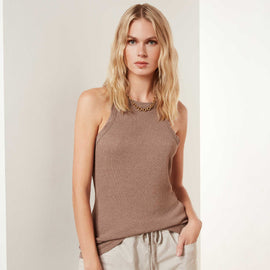 Rib Cut Away Tank - Malt | James Perse Los Angeles
