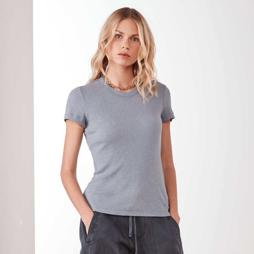 Technical Jersey Ribbed Slim Fit Tee In North | James Perse Los Angeles