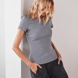 Technical Jersey Ribbed Slim Fit Tee In North | James Perse Los Angeles