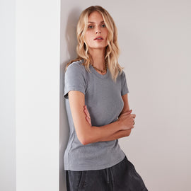 Technical Jersey Ribbed Slim Fit Tee In North | James Perse Los Angeles