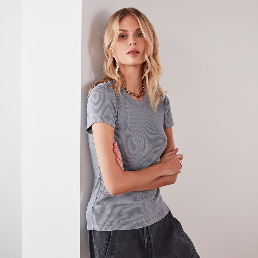 Technical Jersey Ribbed Slim Fit Tee In North | James Perse Los Angeles