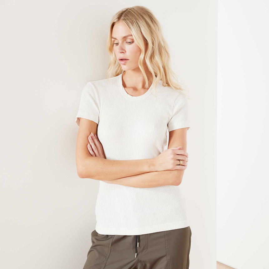 Technical Jersey Ribbed Slim Fit Tee In Oyster | James Perse Los Angeles