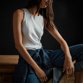 Clean Cut Away Ribbed Tank in White | James Perse Los Angeles