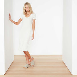 Technical Jersey Ribbed U-Neck Dress In Oyster | James Perse Los Angeles