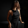 Cut  Away Funnel Neck Rib Dress in True Black | James Perse Los Angeles