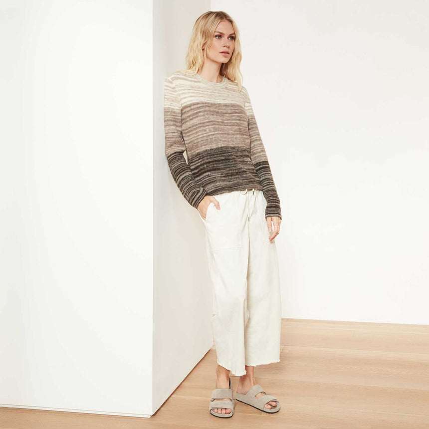 Reverse Knit Jersey Crew Neck Sweater - Latte/Oatmeal/Chocolate | James Perse Los Angeles