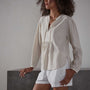Curved Hem Peasant Blouse - Natural | James Perse Los Angeles