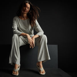 Back Keyhole Jumpsuit in Grey Melange | James Perse Los Angeles