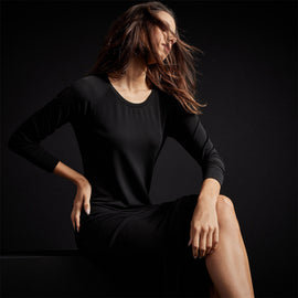 Open Seam Raglan Dress in Black | James Perse Los Angeles