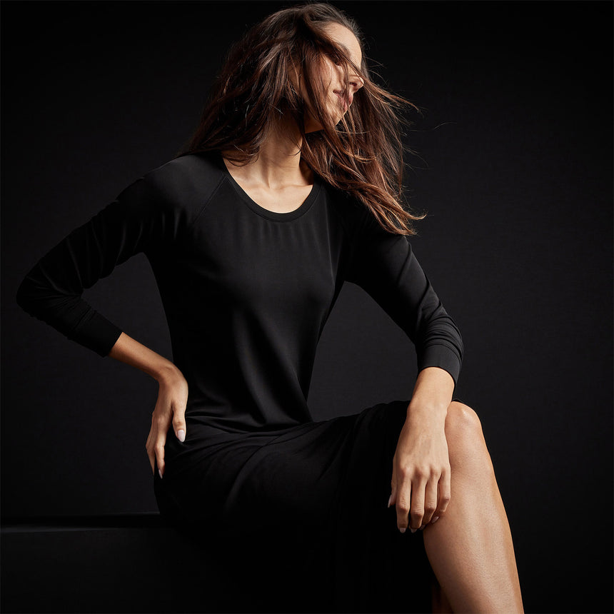 Open Seam Raglan Dress in Black | James Perse Los Angeles