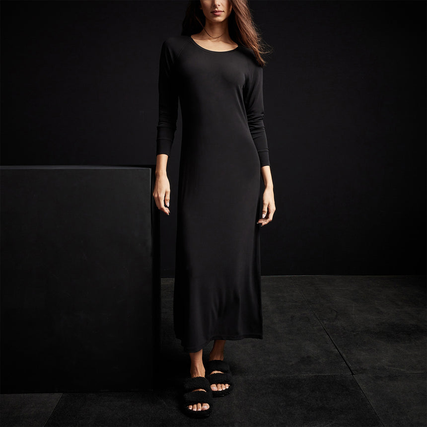 Open Seam Raglan Dress in Black | James Perse Los Angeles