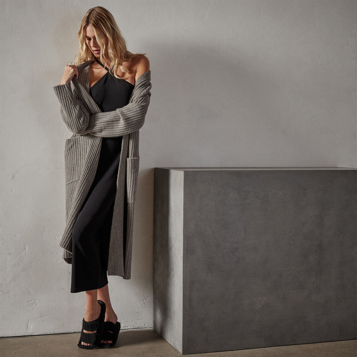 Cross Back Cocktail Dress in Black | James Perse Los Angeles