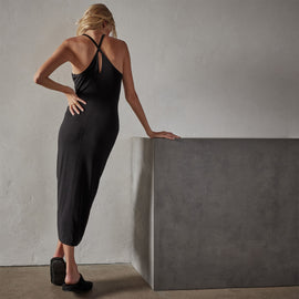 Cross Back Cocktail Dress in Black | James Perse Los Angeles