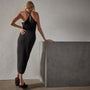 Cross Back Cocktail Dress in Black | James Perse Los Angeles